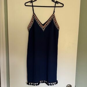 Cupshe Navy Dress with Colorful Embroidery